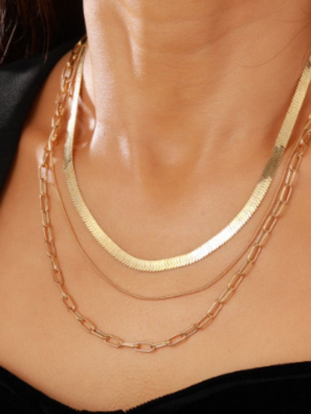 Nui Gold Plated Korean Layered Statement Necklace