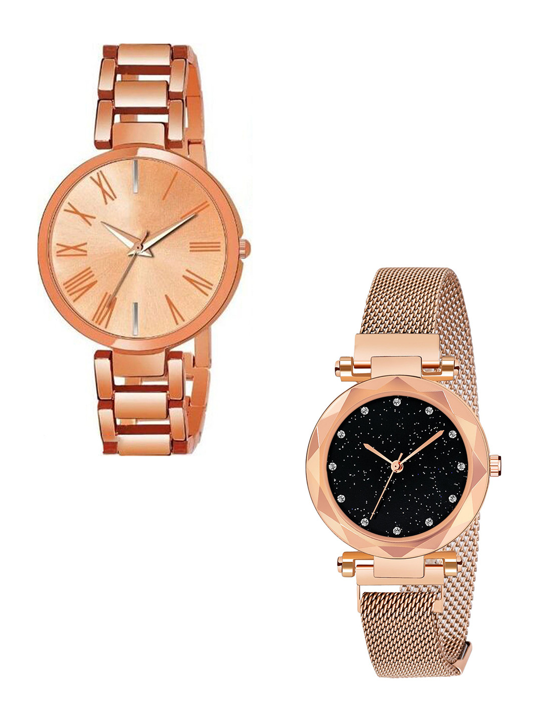 FROZIL Women Pack Of 2 Embellished Dial & Bracelet Style Straps Analogue Watch TNR-G-C12