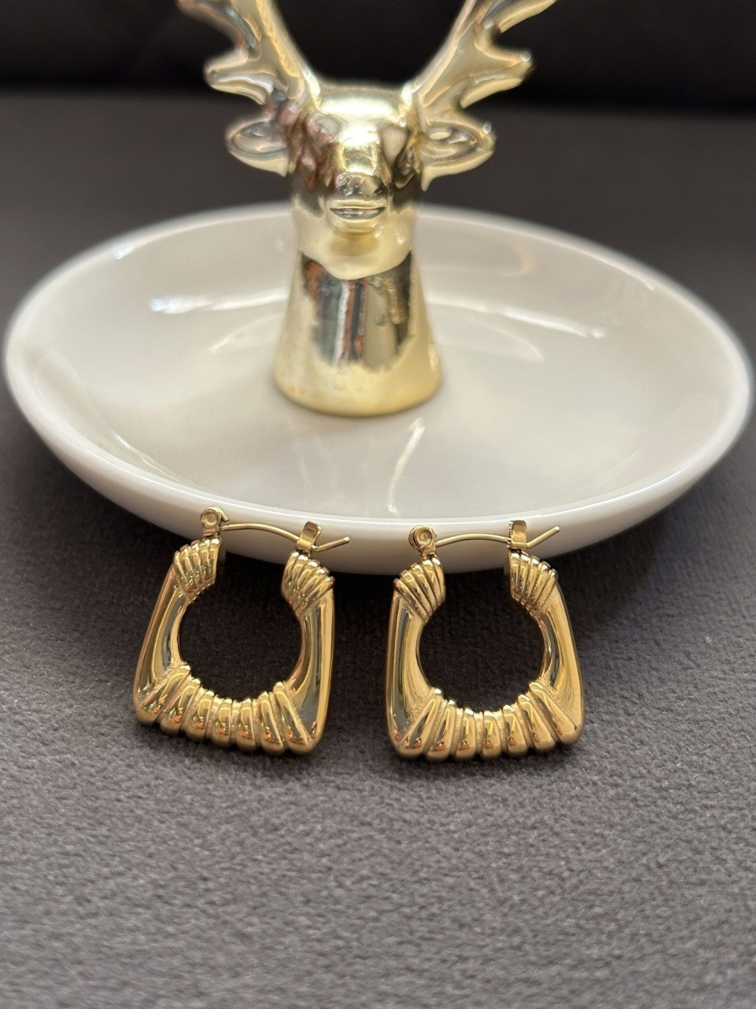 Amossh Stainless SteelGold-Plated Square Hoop Earrings