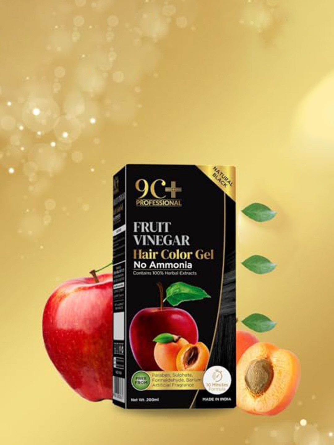 9C+ Professional Vinegar Hair Color Gel- 200 ml- Natural Black