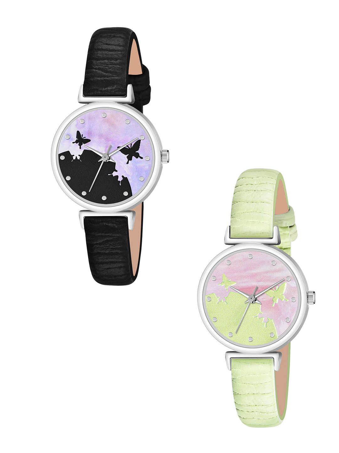 FROZIL Girls Pack Of 2 Dial & Leather Straps Analogue Watch AB64-BF-B-GR