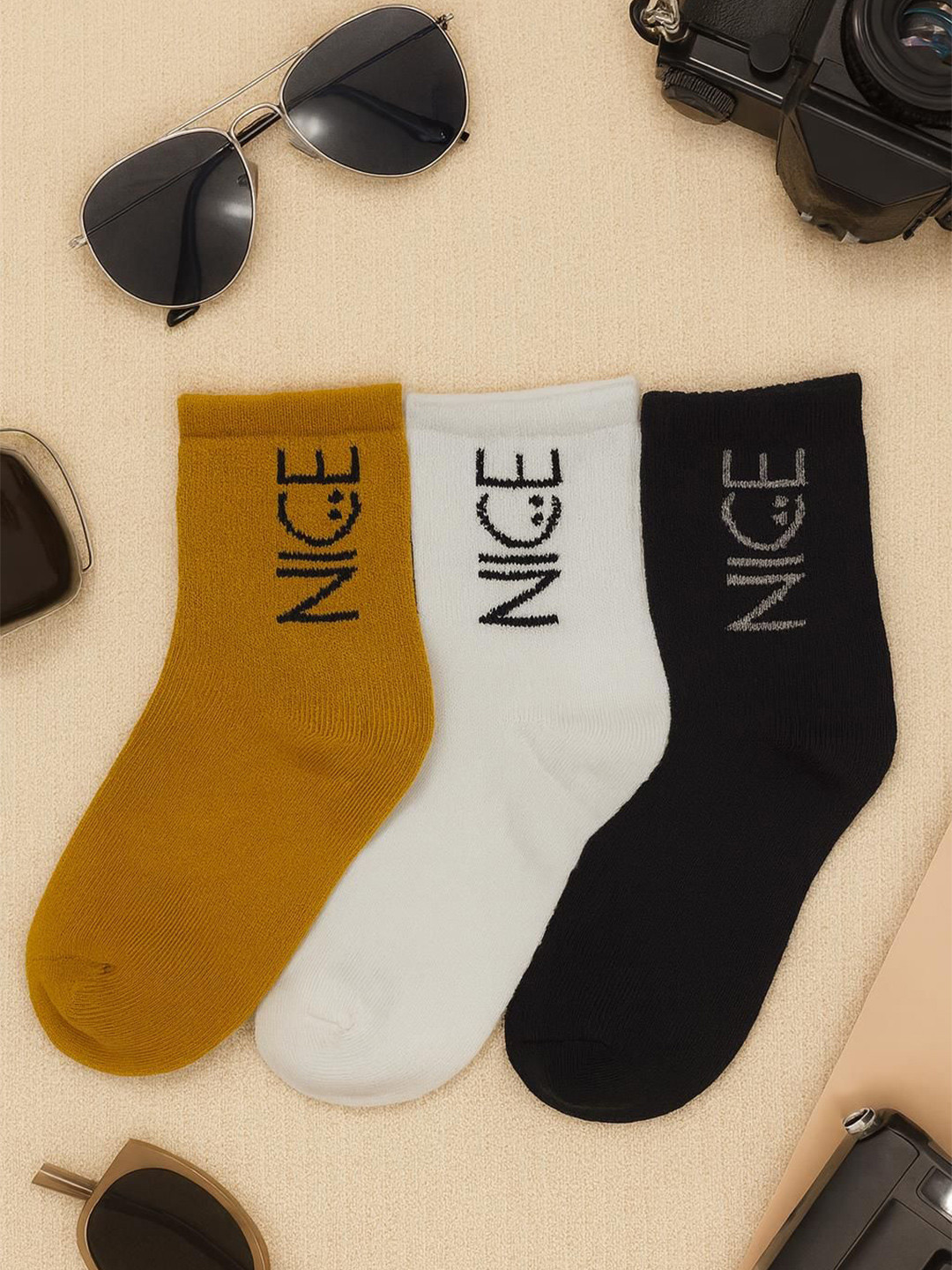 J Style Pack Of 4 Typographic Printed Socks