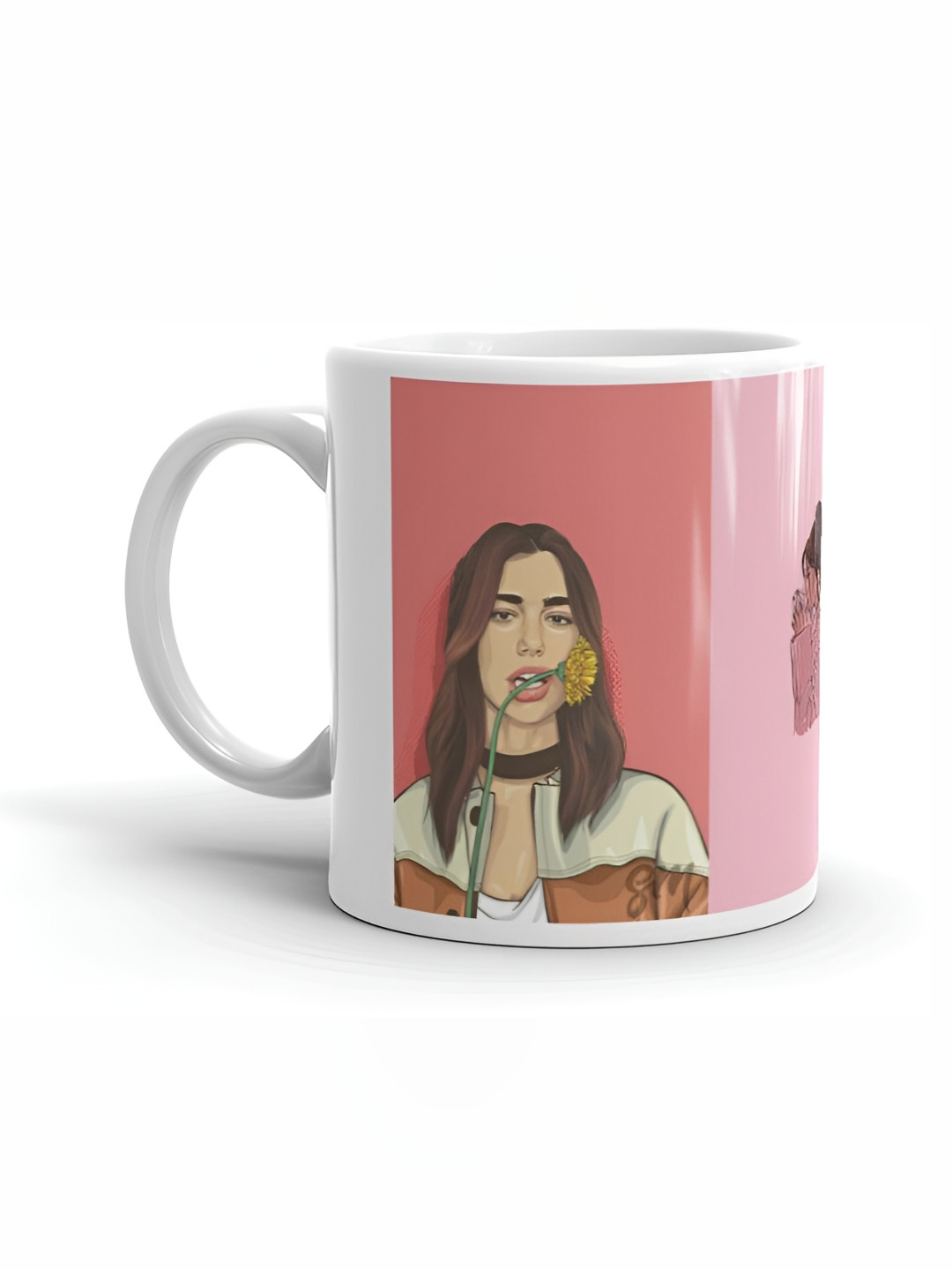 Mr UVD Pink & Red Graphics Printed Ceramic Matte Mug 350 ml