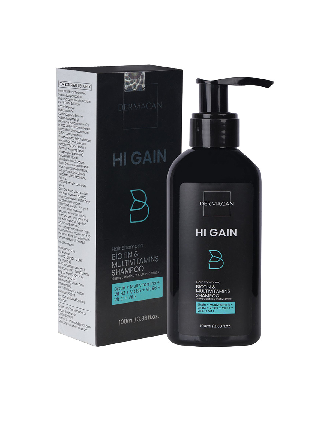 DERMACAN Hi Gain Multi Vitamin Shampoo For Hair Growth - 100 ml