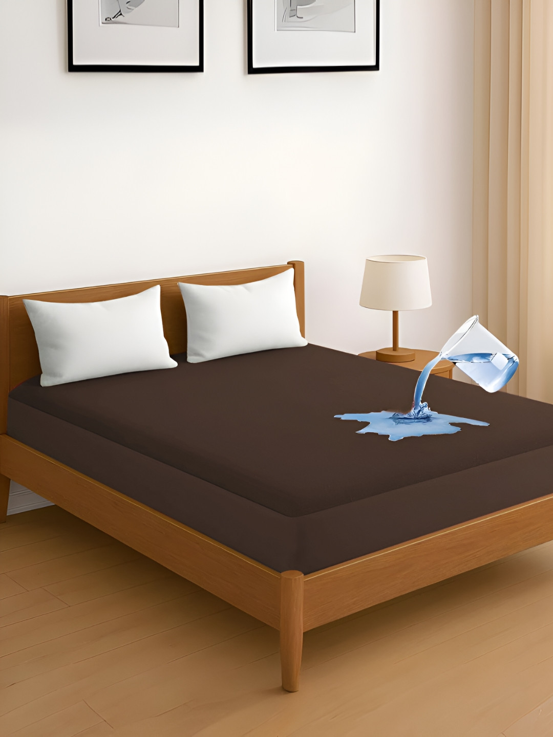 Aura Brown King Size Water Resistant Mattress Protector