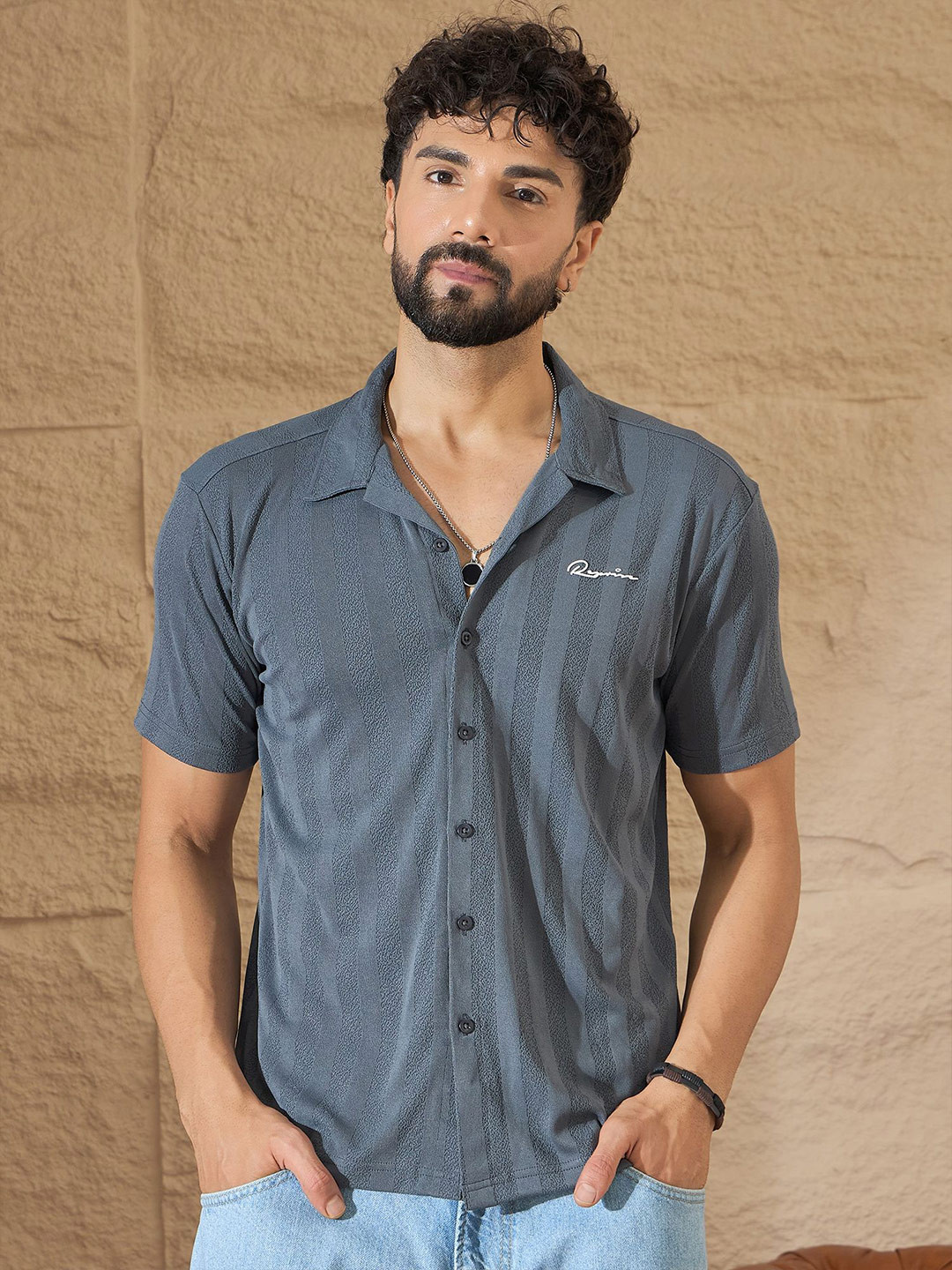 REPRISE Casual Wear Collection Smart Textured Casual Shirt