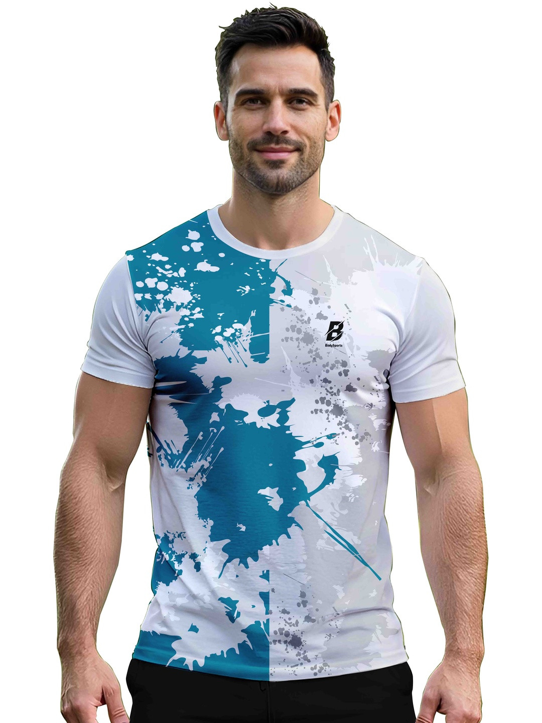BODYSPORTS.CO Men Abstract Printed Round Neck T-shirt