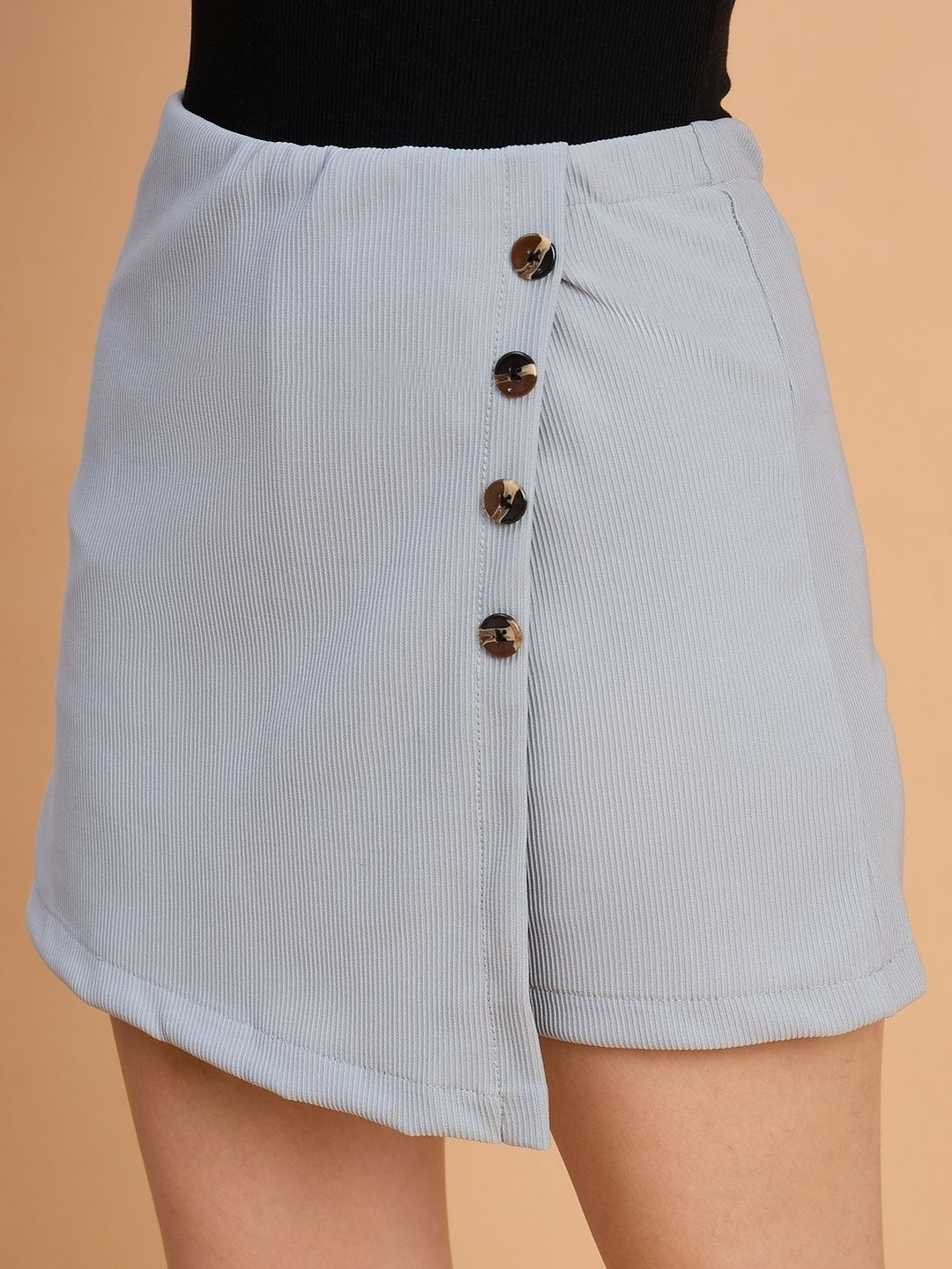 Roadster Women Lycra Blend Grey Mini Skirt