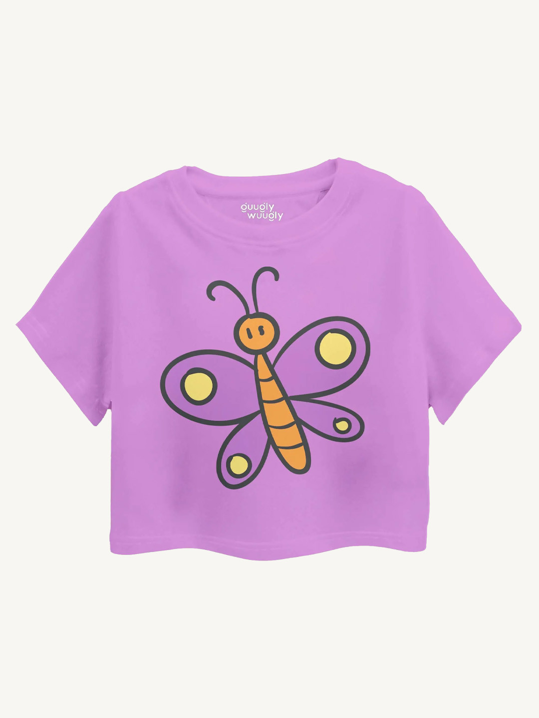 Guugly Wuugly Girls Butterfly Super Soft Combed Compact Cotton Crop Top
