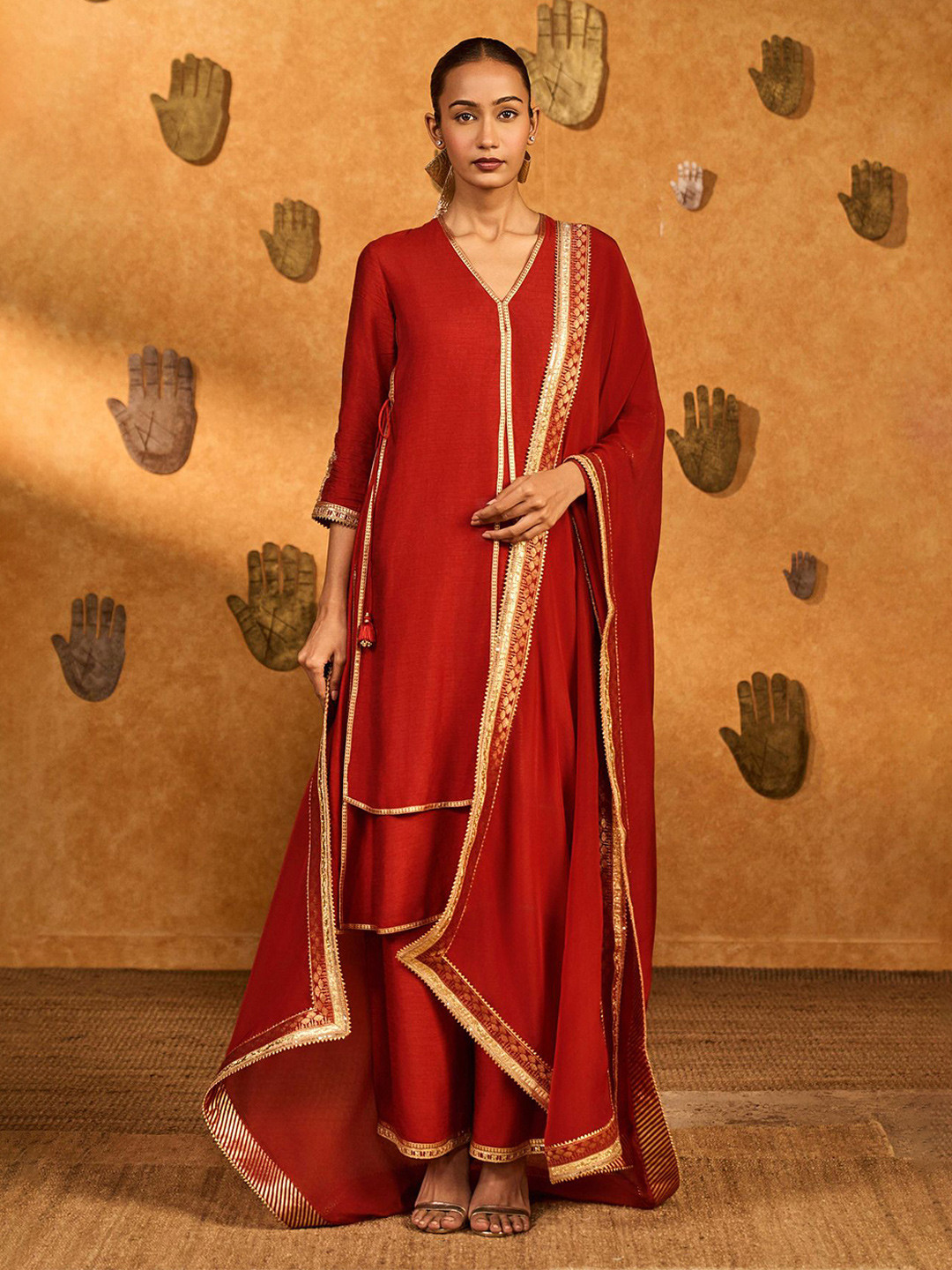 Masaba Regular Thread Work Straight  Kurta with Trousers & With Dupatta