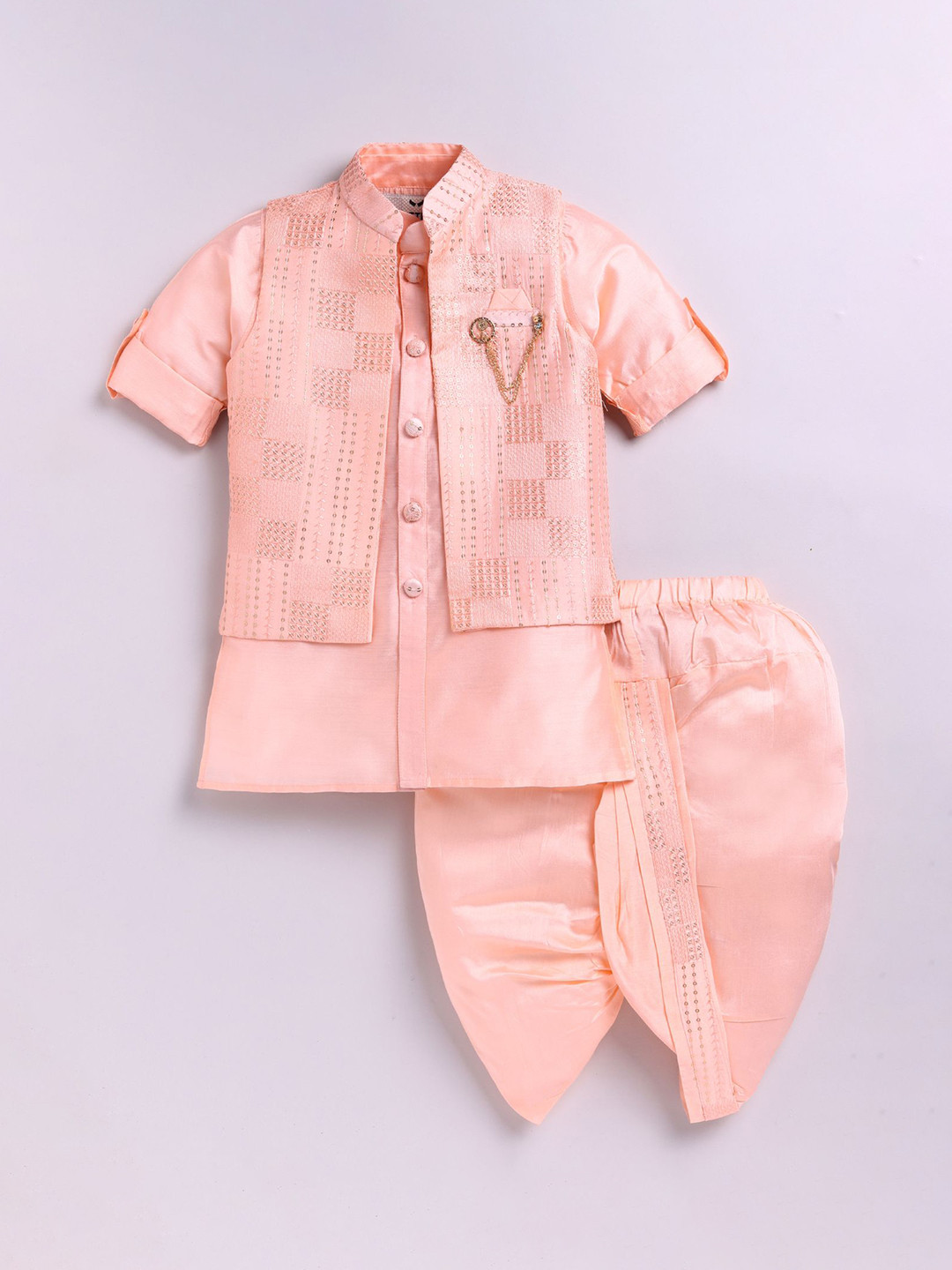 LITTLE COLLARS Boys Regular Kurta with Dhoti Pants & Jacket
