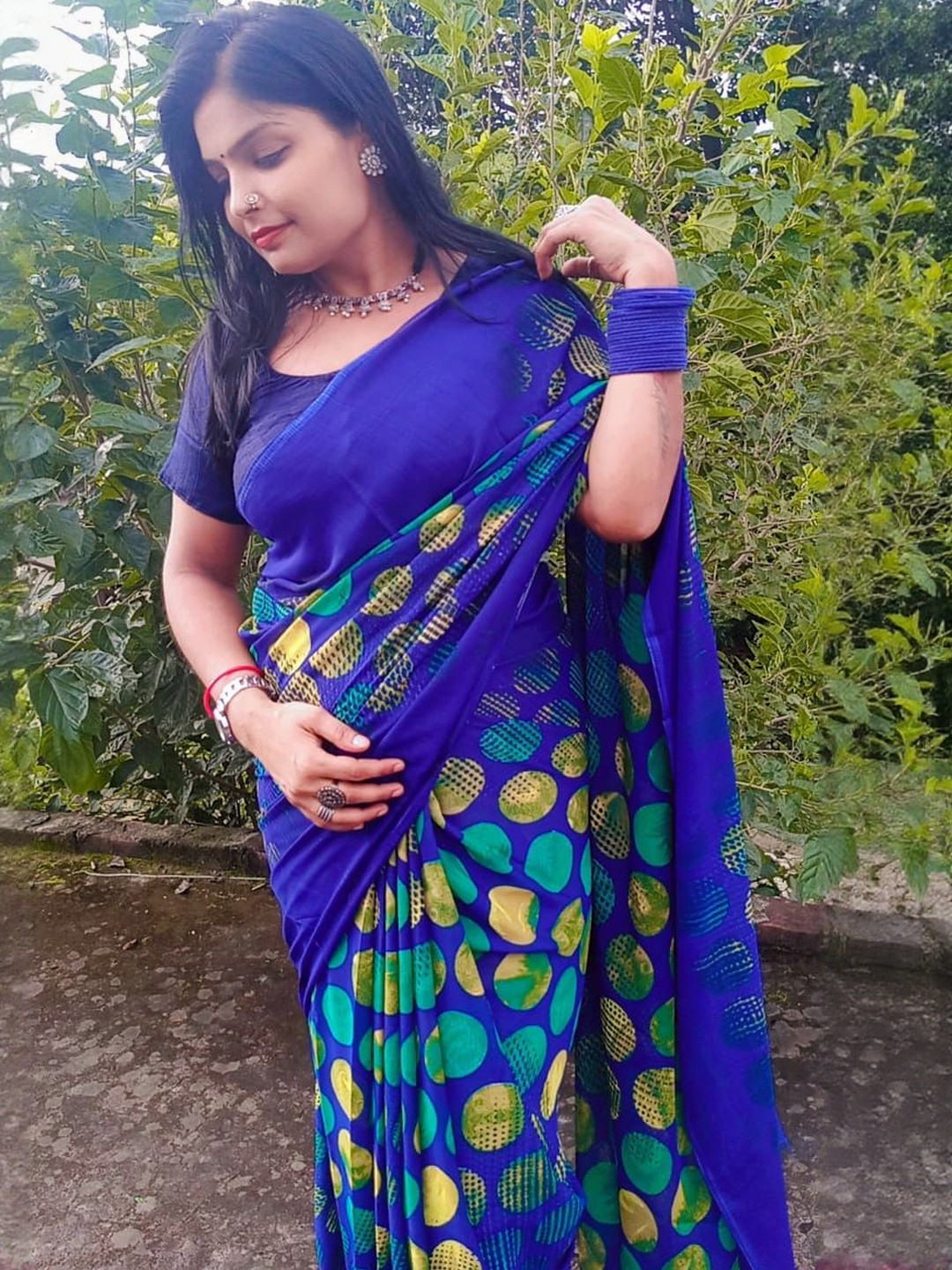 Moda Rapido Polka Dot Daily Wear Saree with Blouse Piece