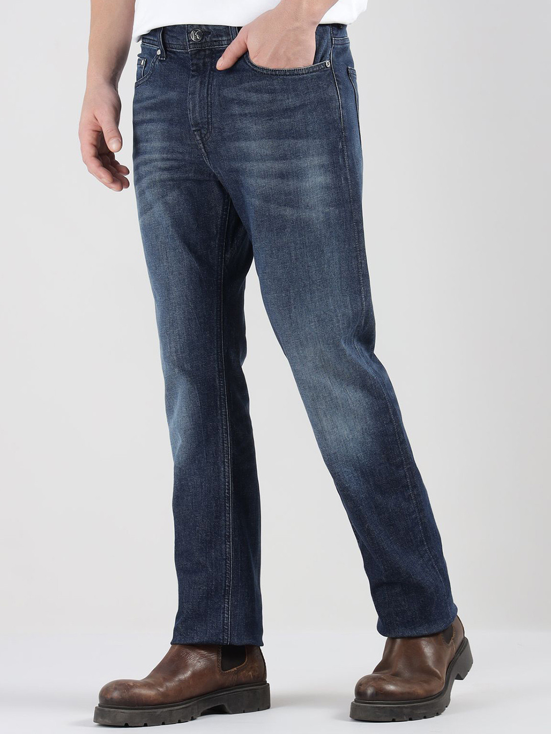 Karl Lagerfeld Men Regular Fit Mid-Rise Light Fade Jeans