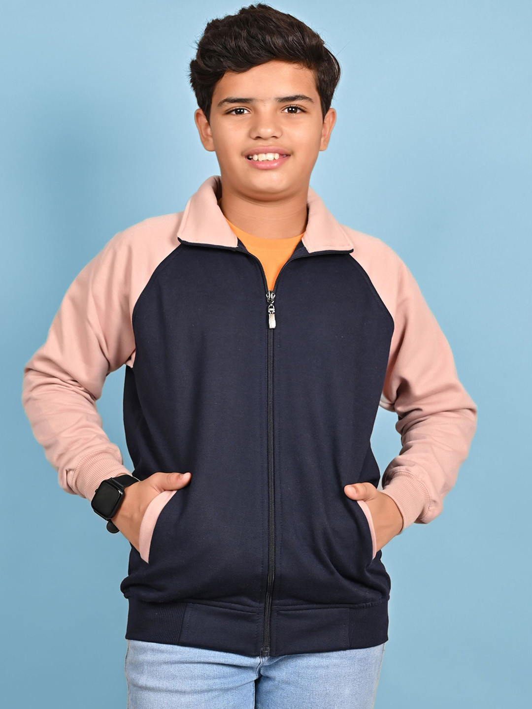 BAESD Boys Mock Collar Colourblocked Lightweight Bomber Jacket