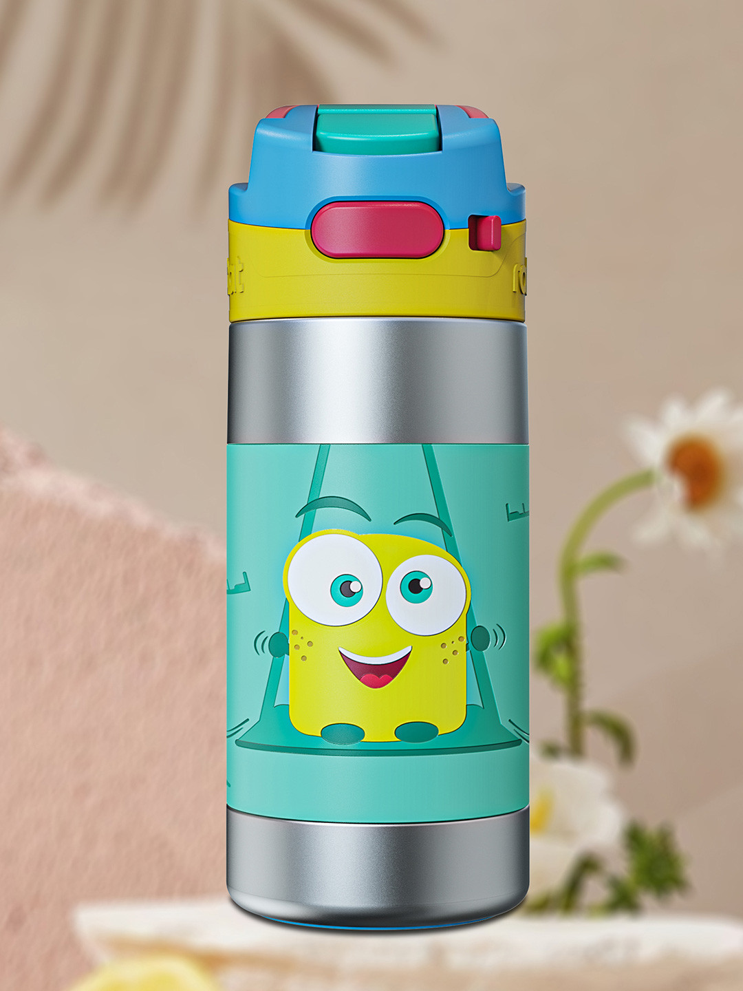 Rabitat Kids Multicolor Clean Lock Insulated Stainless Steel Sipper Water Bottle- 410 ml