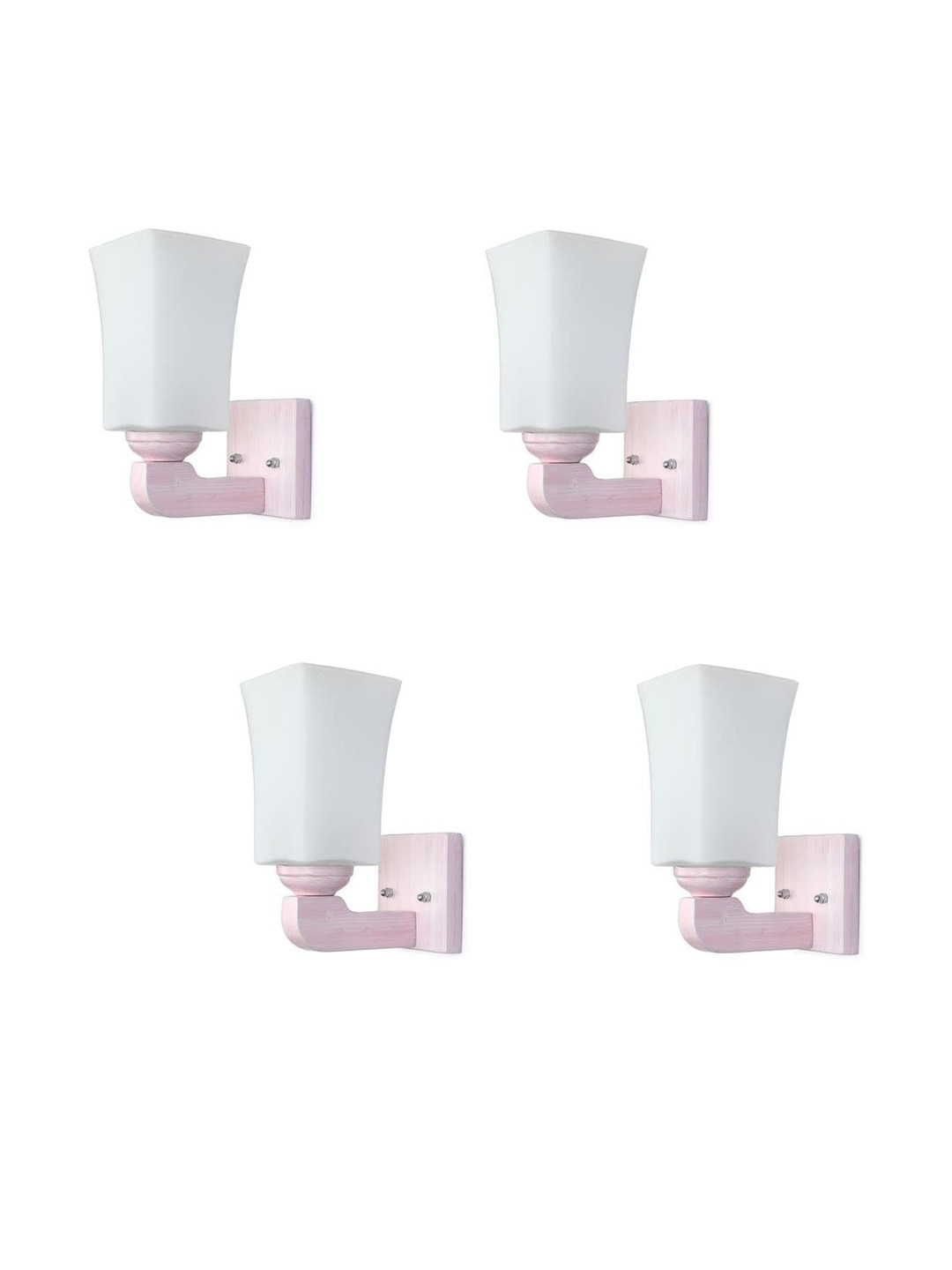 1ST TIME Set Of 4 White Glass Square Shaped Wall Lamp