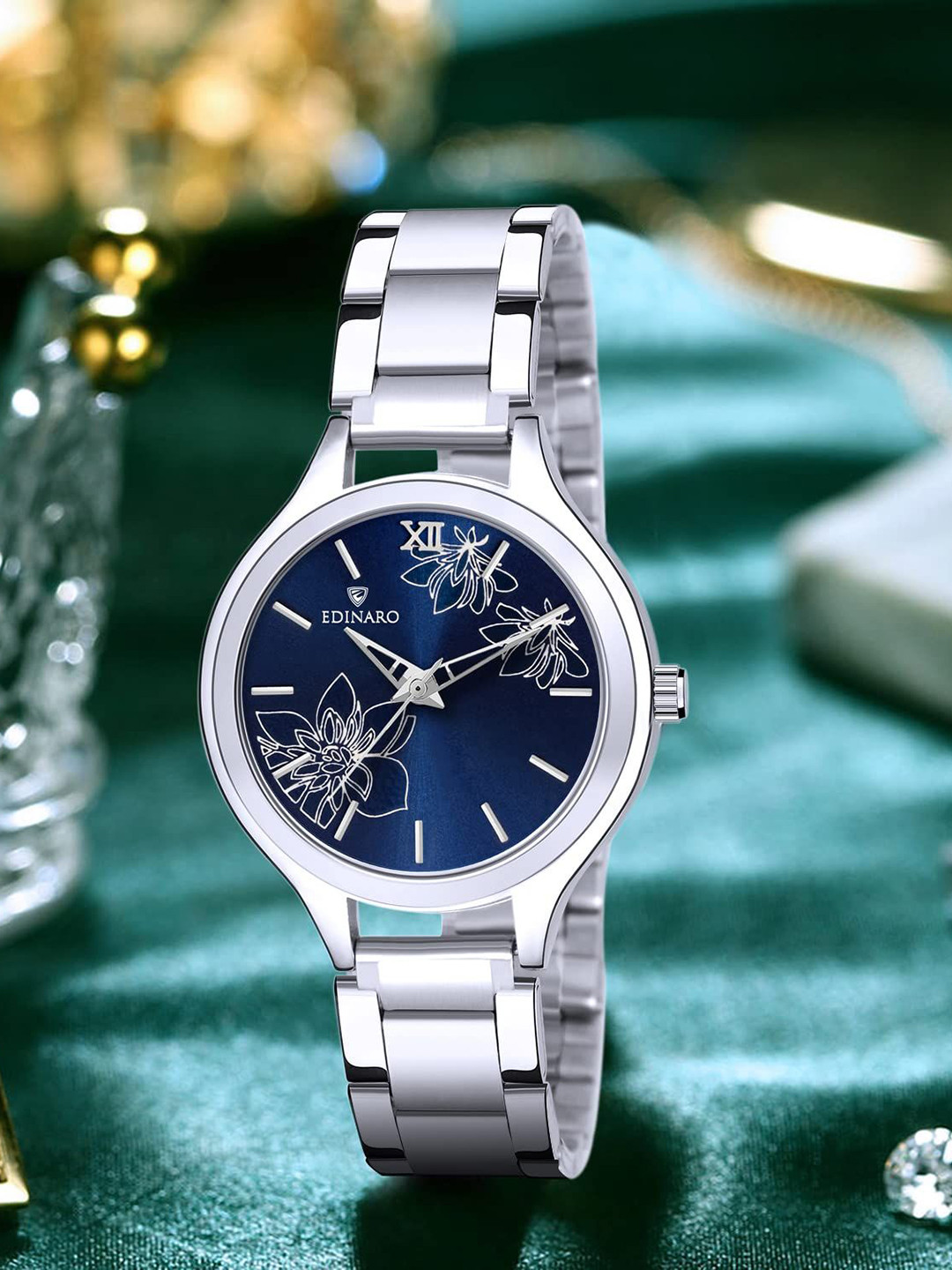 EDINARO Girls Printed Dial & Stainless Steel Bracelet Style Straps Analogue Watch ED-2136W