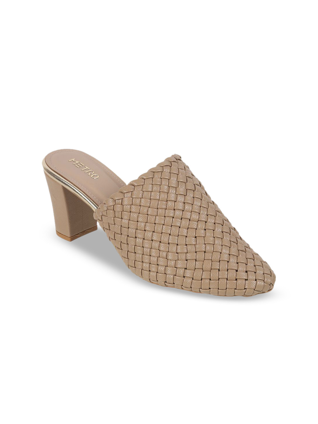 Metro Women Pointed Toe Block Heels Mules
