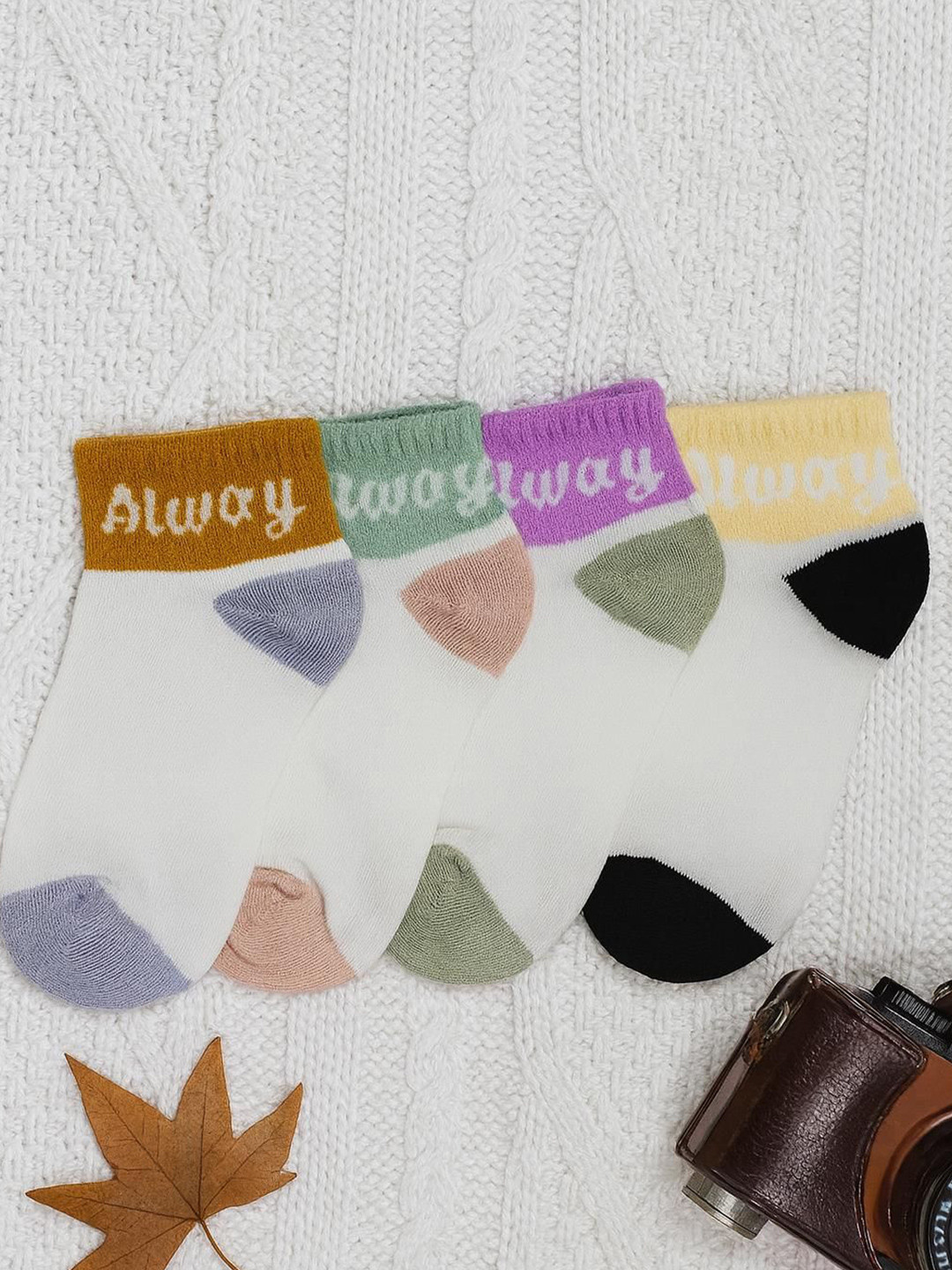 J Style Pack Of 4 Colorblocked Ankle Length Socks