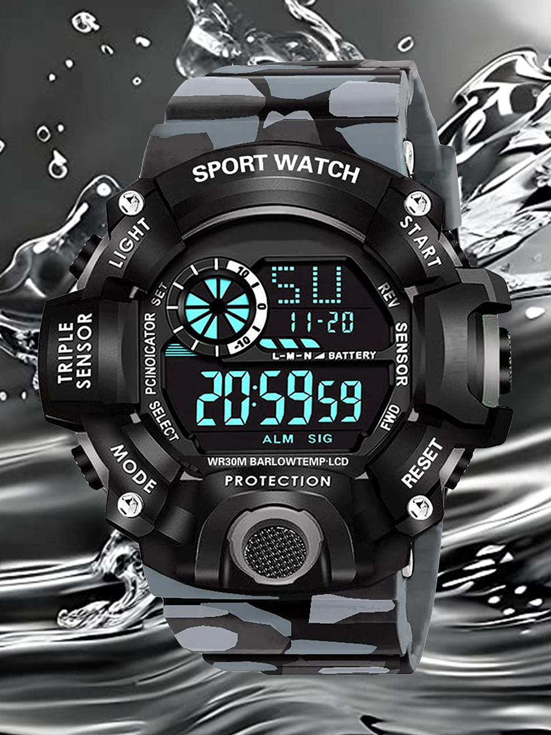 FROZIL Men Dial & Straps Digital Watch G-Water-Army Grey