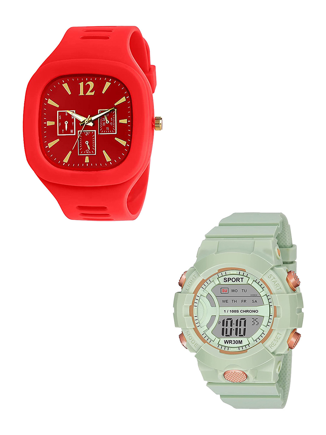 FROZIL Men Set Of 2 Dial & Straps Analogue Watch SQ-RED-DK-G