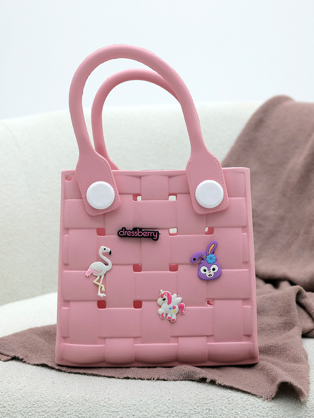 DressBerry Women Silicon Textured Beach Bag with Charms