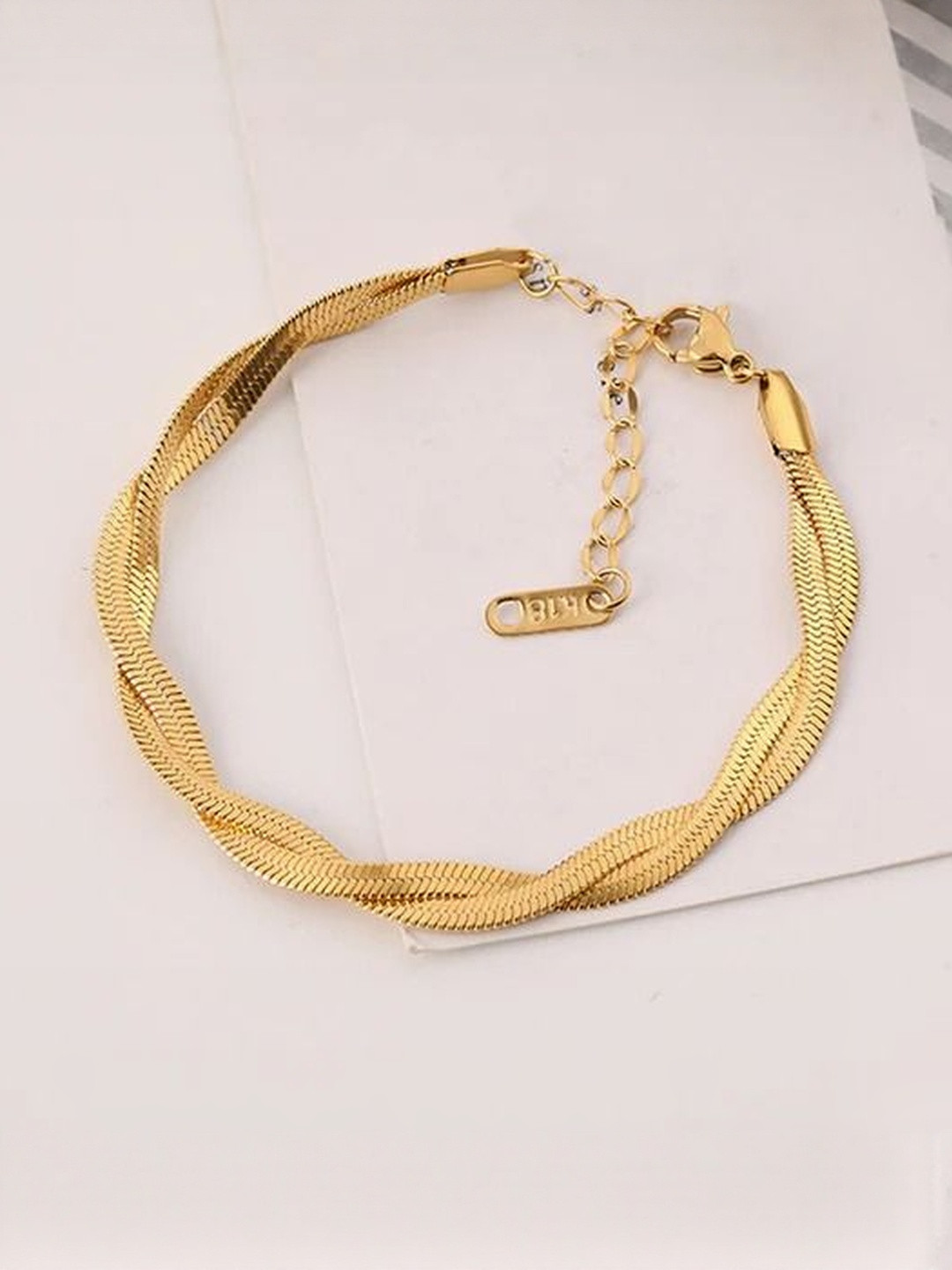 MOON & MUSE Stainless Steel 18K Gold-Plated Thick Snake Multistrand Bracelet