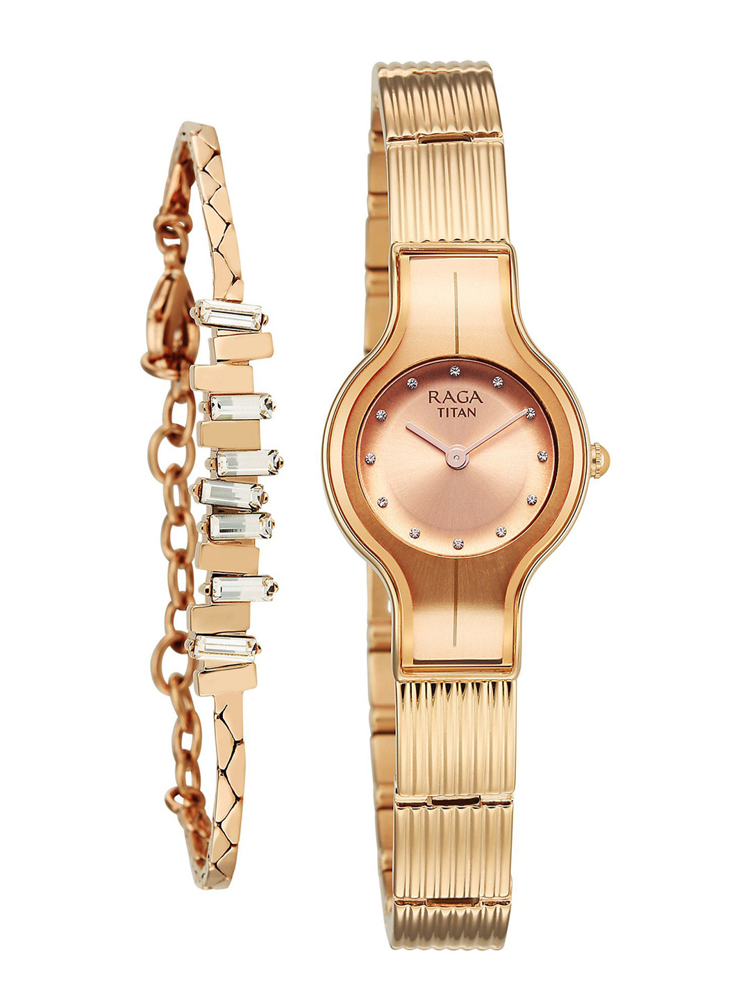 Titan Women Raga Glimmers Quartz Brown Shaped Dial Watch - 95328WM01F