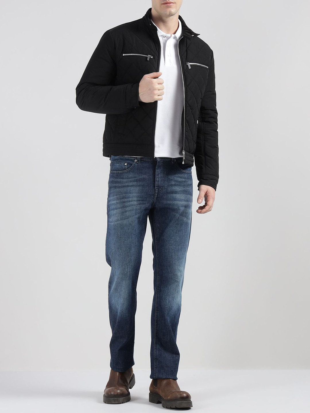 Karl Lagerfeld Men Solid Quilted Bomber Jacket