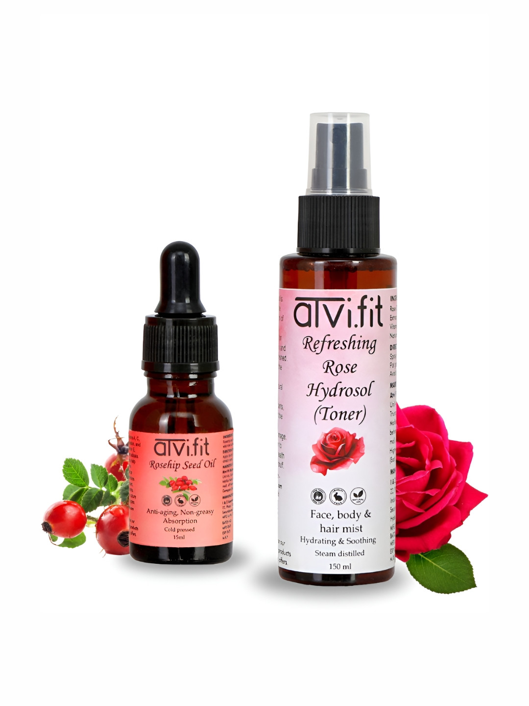 ATVI.FIT Set Of 2 Rosehip Essential Oil - 15ml & Rose Water Toner -150 ml