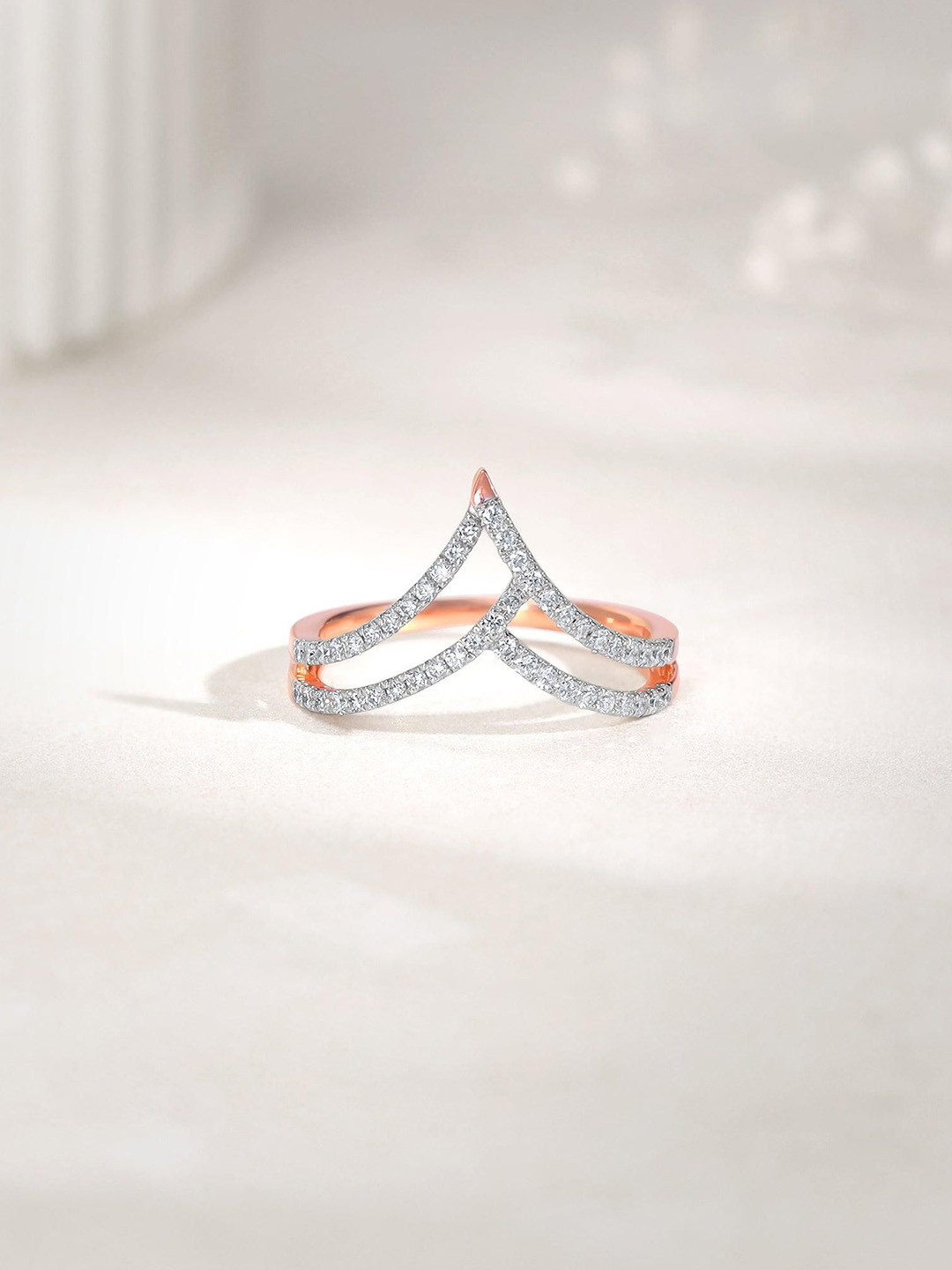 GIVA 18Kt Gold Virtue Vanki Ring With 0.36 Carat Lab Grown Diamond-2.54 gms