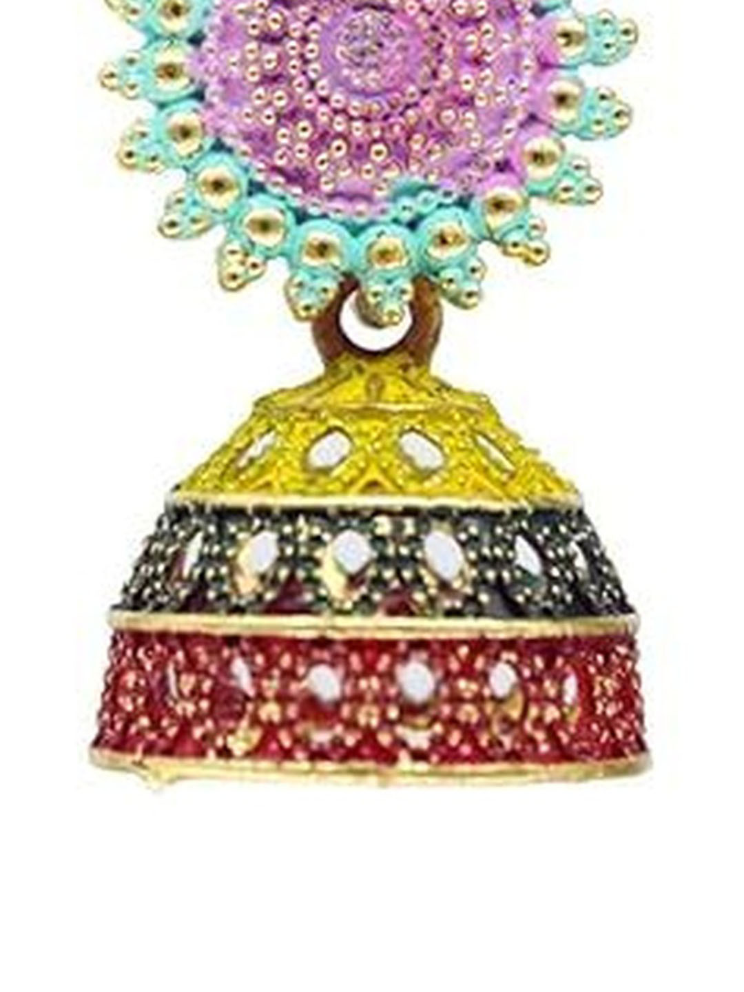 Fabula Fashion Women Gold Plated Multicolour Brass Jhumka Earrings