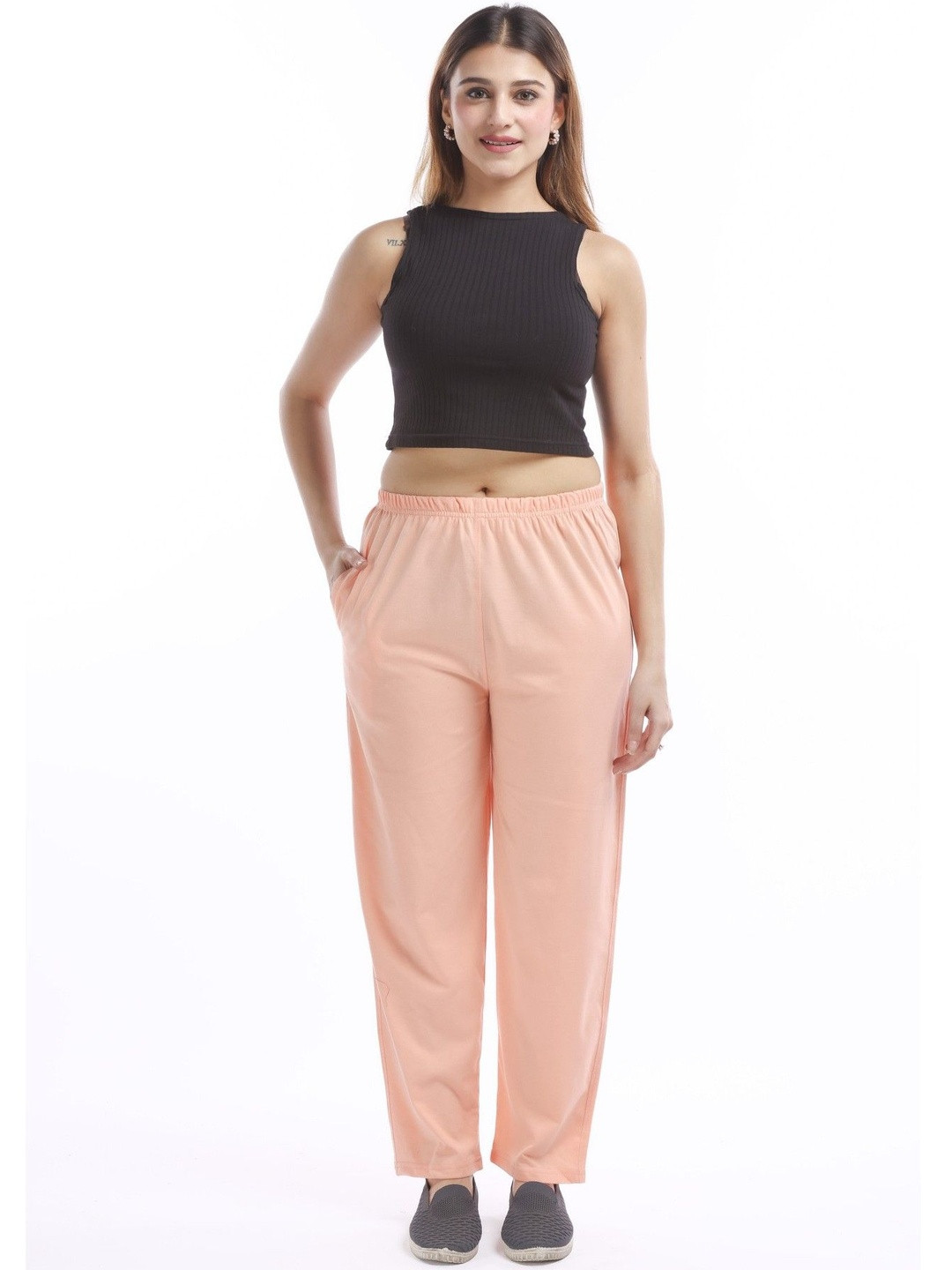 E-MAX Women Mid Rise Knitted Slip On Pyjama