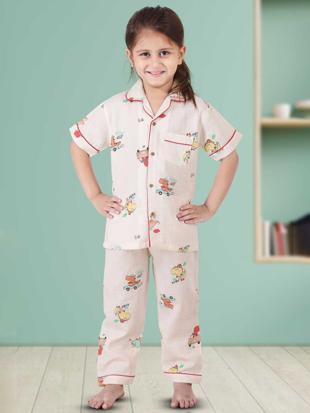 BABY CLOSET Kids Pink Printed Night suit