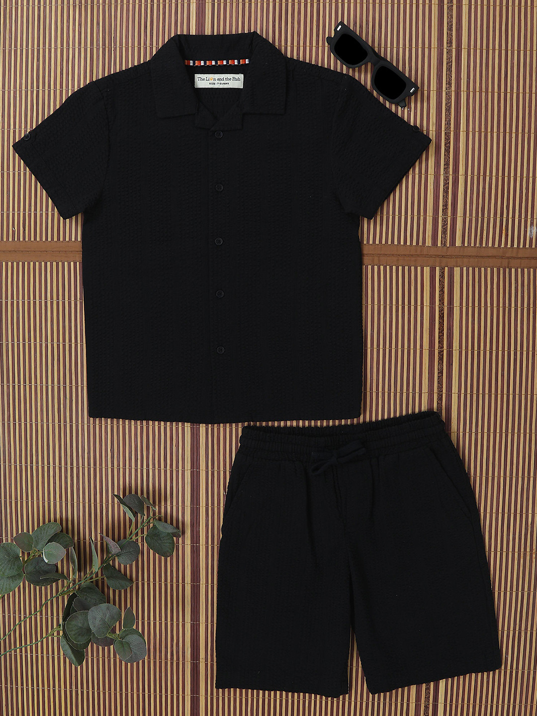 The Lion and The Fish Boys Textured Seersucker Resort Shirt & Short Co-Ord Set