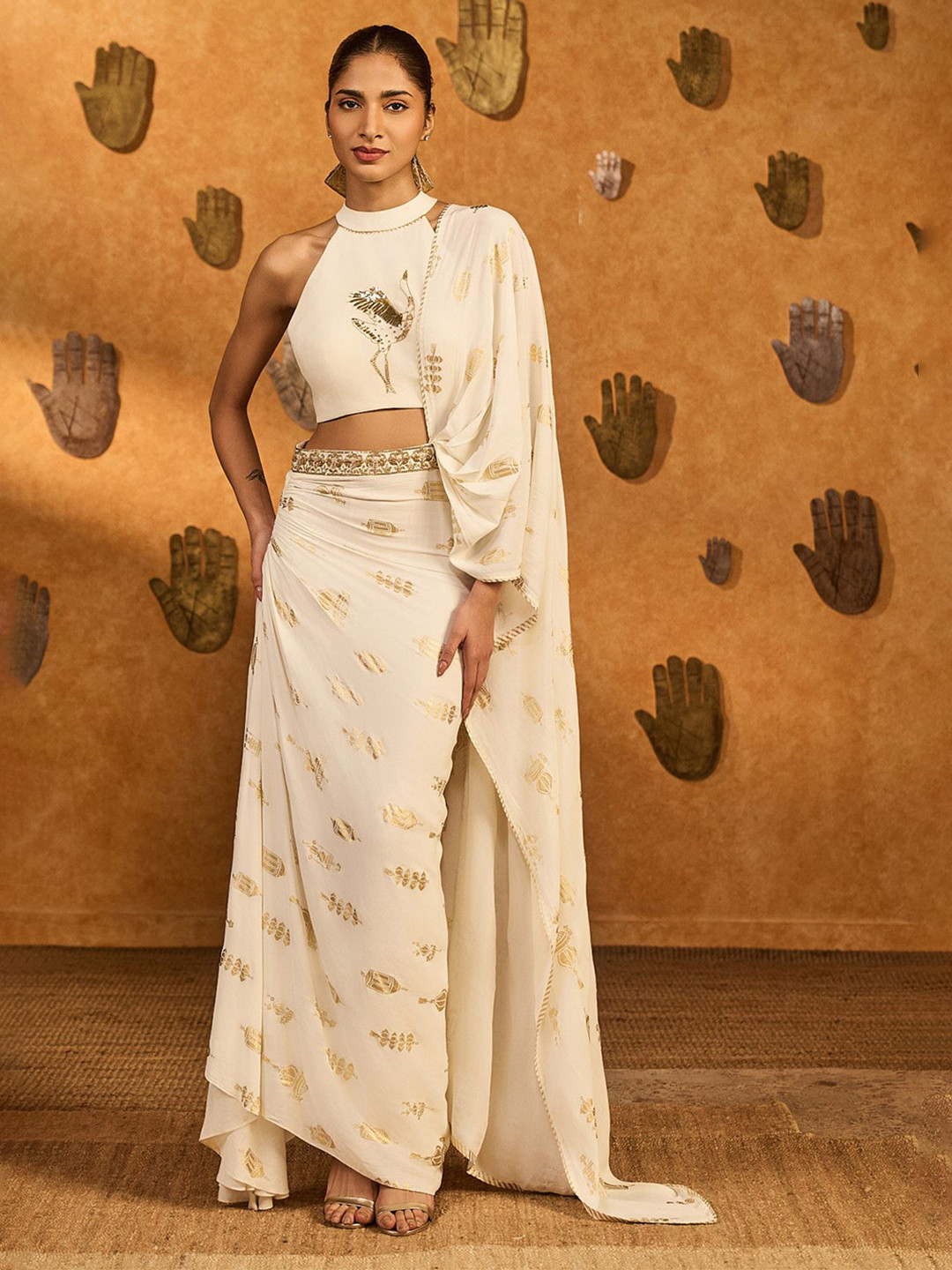 Masaba Ivory Sift Lantern Sticthed Saree