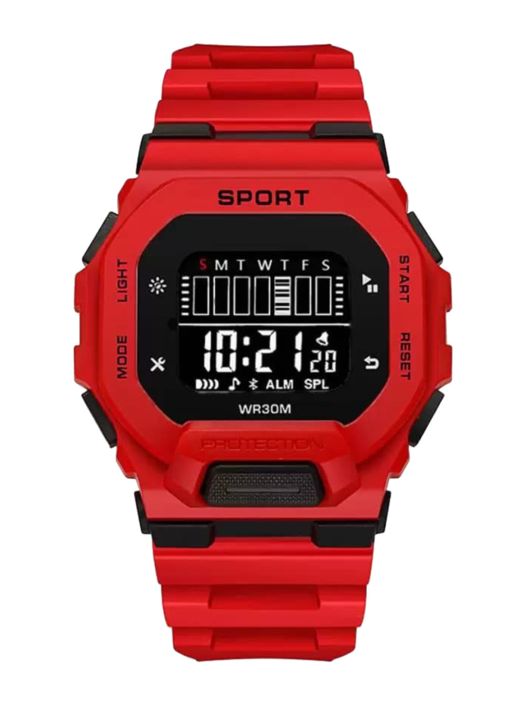 SELLORIA Unisex Rectangular Dial & Bracelet Style Straps Digital Watch DashRed