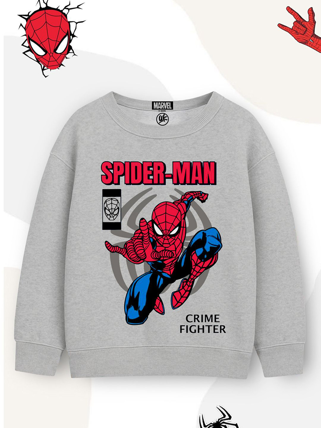 YK Marvel Boys Marvel Spider-Man Printed Round Neck Full Sleeves Sweatshirt