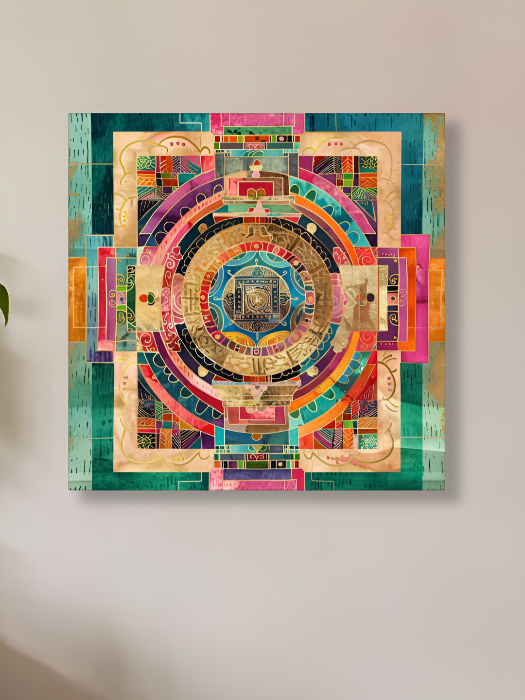 Myntra Elegant Homes Abstract Stretched Canvas Yantra Wall Art Painting