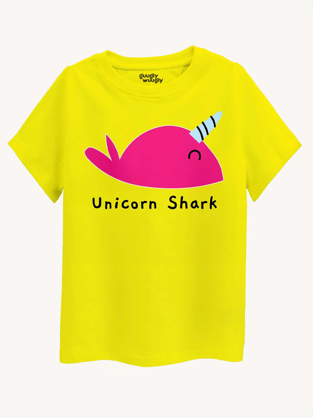 Guugly Wuugly Girls Pink Unicorn Shark Super Soft Combed Compact Cotton T-shirt