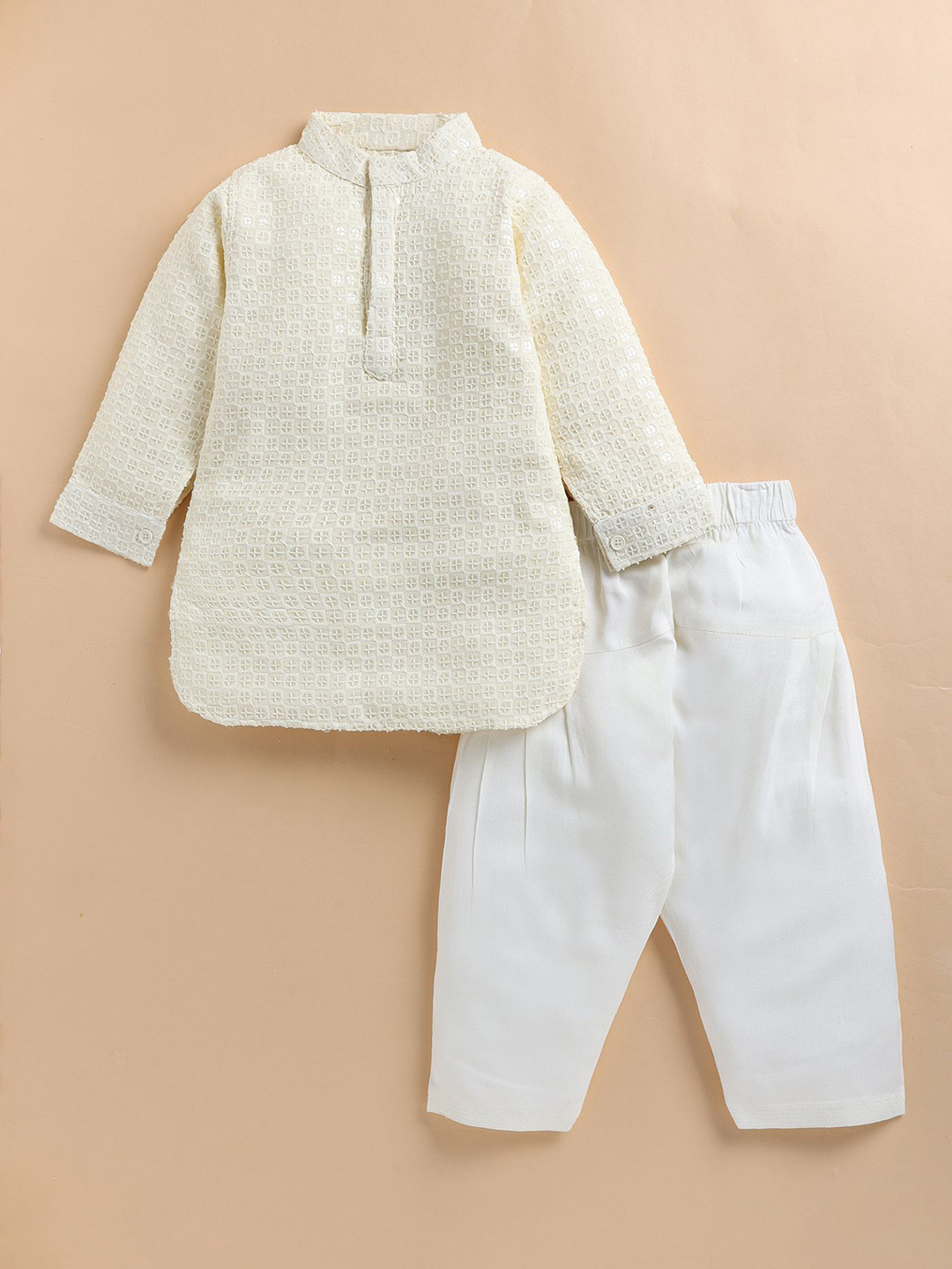 LITTLE COLLARS Boys Embroidered Mandarin Collar Neck Kurta Sets