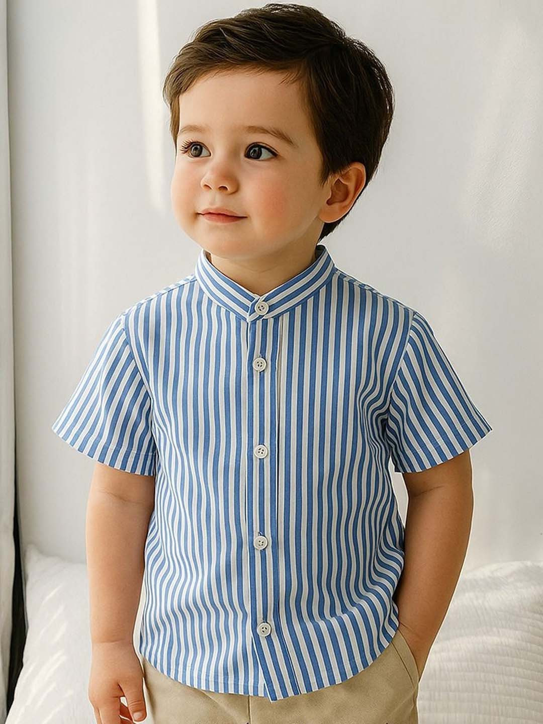 AMBARDI FASHION Boys Blue & White Striped Formal Shirt