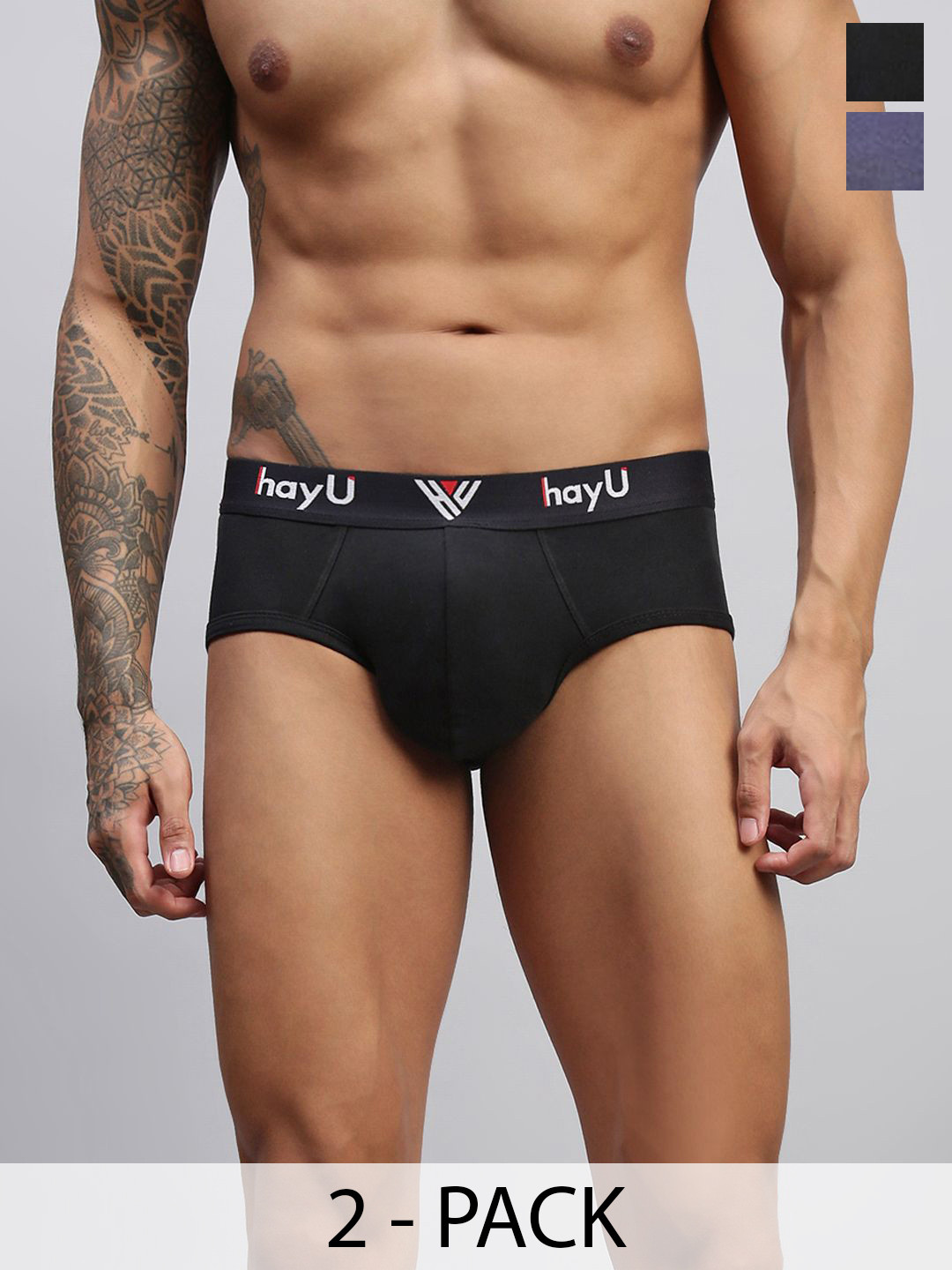 HAYU Pack Of 2 Mid-Rise Hipster Briefs HUBF_005_BUIBL_S_2PC