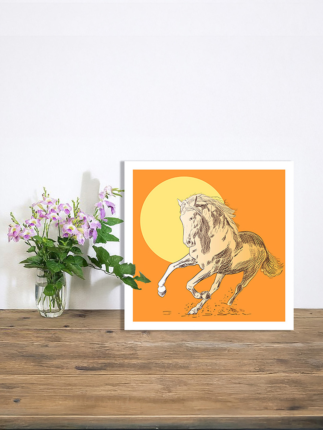 nestroots Yellow & Orange Horse Printed Canvas Wall Art