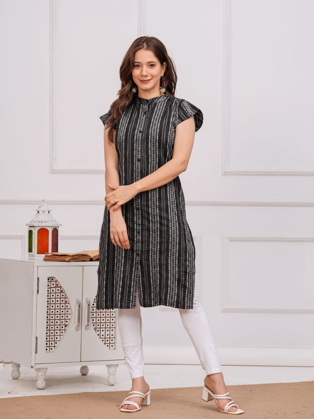 CitySquad Women Mandarin Collar Printed Kurta