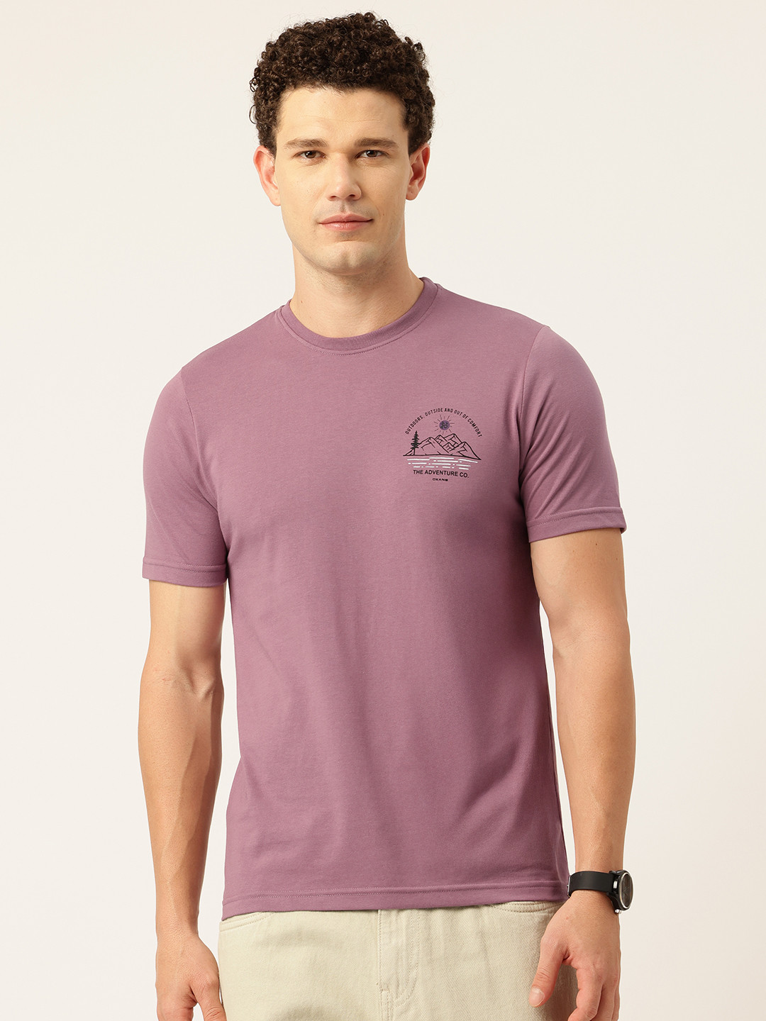 Okane Men Round Neck Solid T-shirt