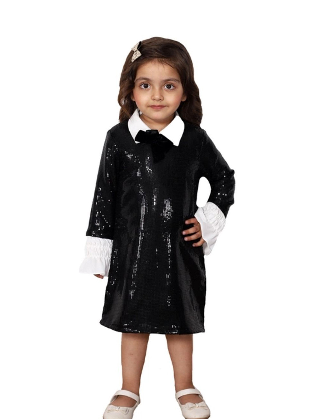 Divalicious Girls Embellished Sequined Shirt Collar Shirt Dress