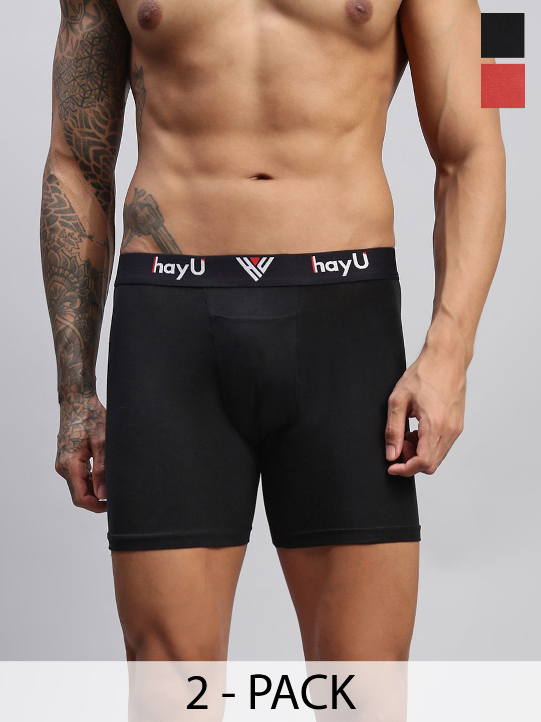 HAYU Pack Of 2 Mid Rise Trunks HUBB_009_BLCB_S_2PC