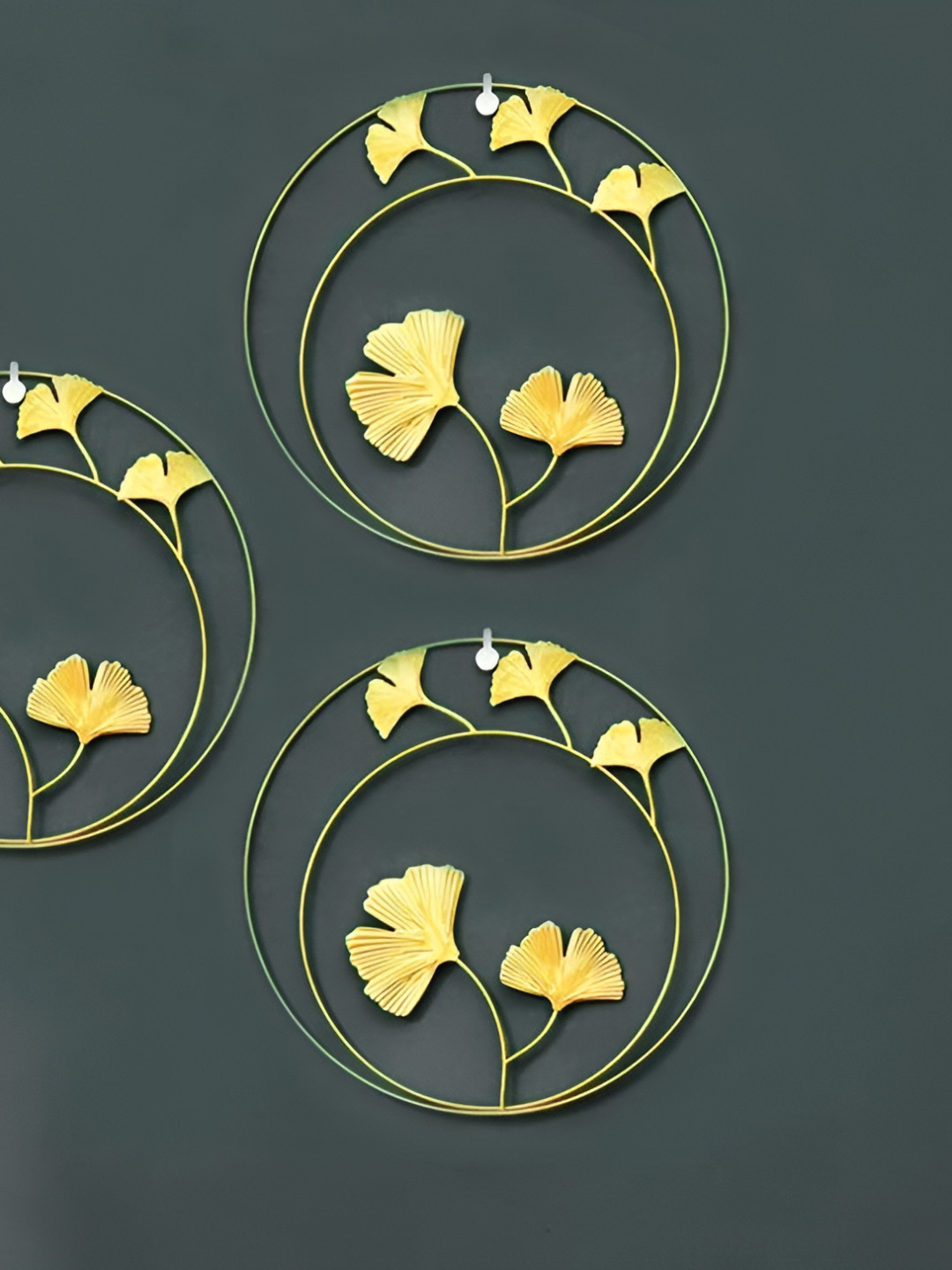 Urban Hamlet Gold-Toned Set of 3 Piece Glass Floral Wall Art