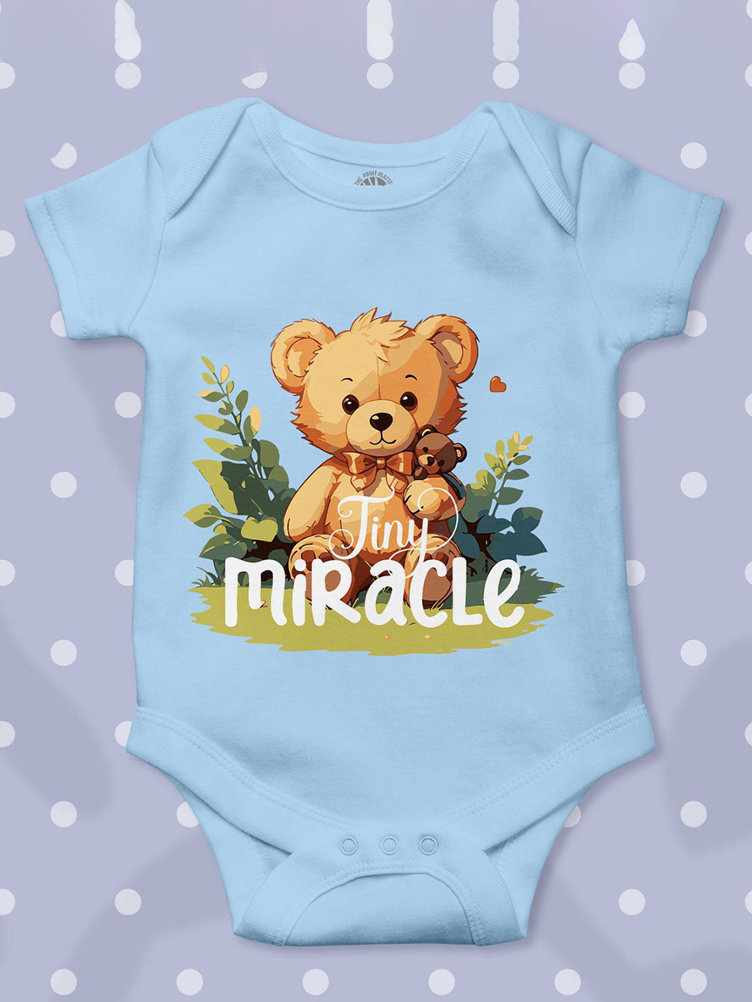 THE PRINT PLATTER Tiny Mirecal IceBlue Kids Printed Cotton Rompers